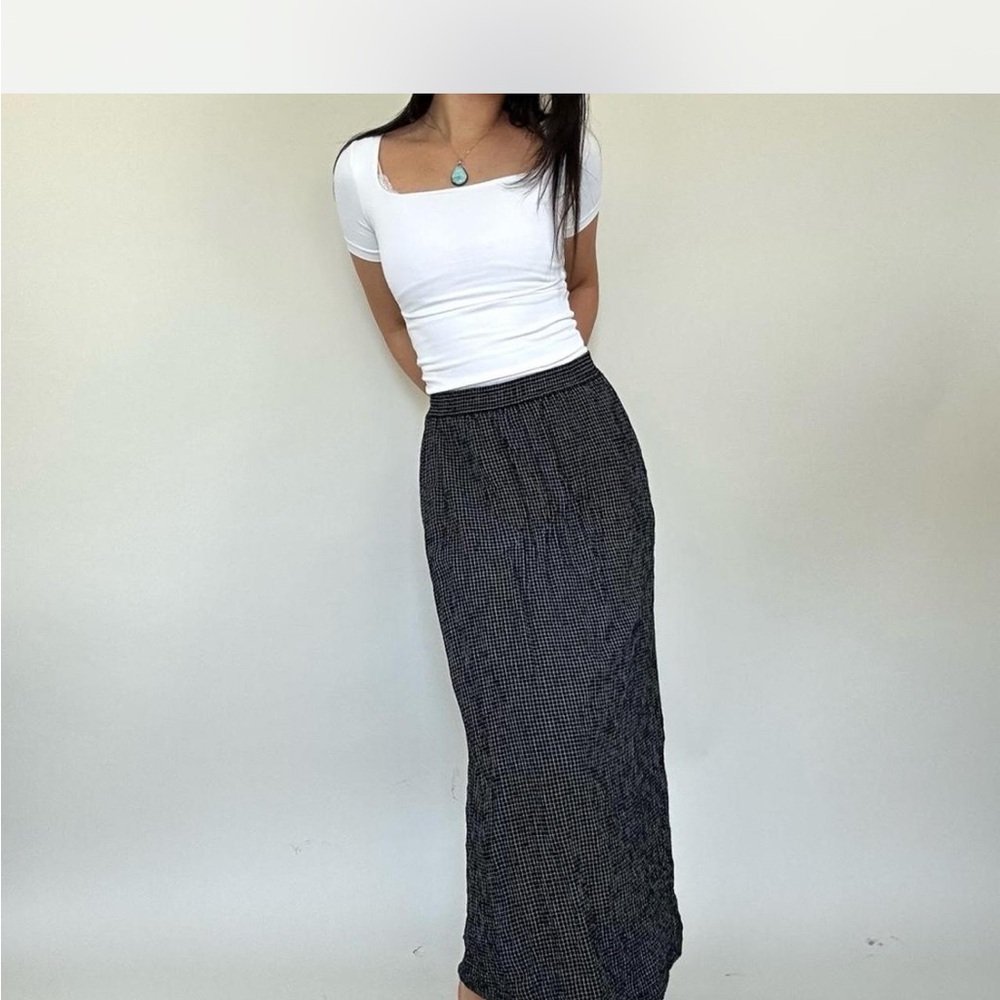 Jones New York Black Checkered Maxi Skirt